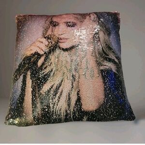 Carrie Underwood Cry Pretty Tour Concert Sequin Velvet Pink Square Throw Pillow